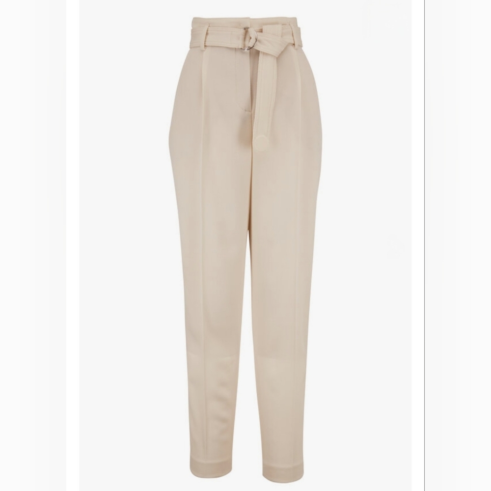 Akris Punto Fred Beige Wool High-Rise Belted Pleat Pant‎
